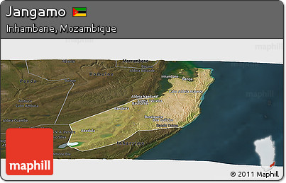 Satellite Panoramic Map of Jangamo, darken