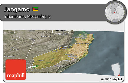 Satellite Panoramic Map of Jangamo, semi-desaturated