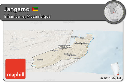 Shaded Relief Panoramic Map of Jangamo, lighten