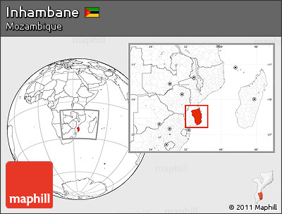 Blank Location Map of Inhambane, within the entire country