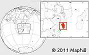 Blank Location Map of Inhambane, within the entire country