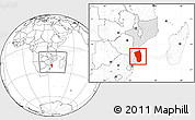 Blank Location Map of Inhambane, highlighted country, within the entire country