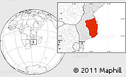 Blank Location Map of Inhambane, highlighted country