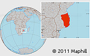 Gray Location Map of Inhambane