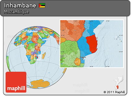 Political Location Map of Inhambane