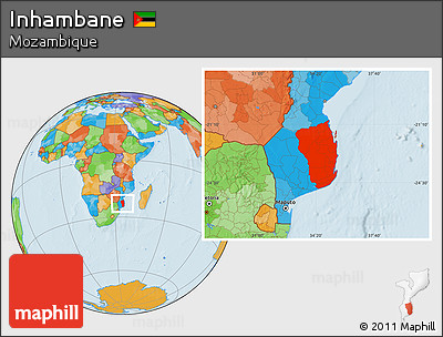 Political Location Map of Inhambane