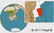 Satellite Location Map of Inhambane, highlighted country