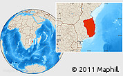 Shaded Relief Location Map of Inhambane