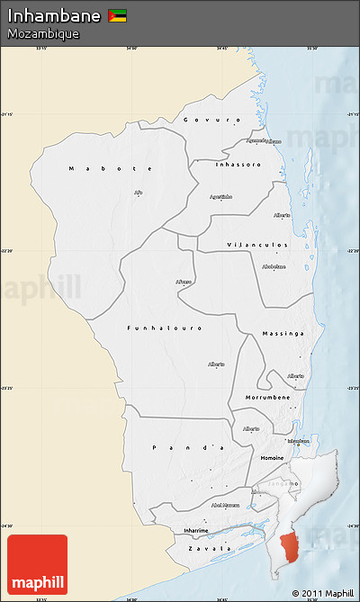 Classic Style Map of Inhambane, single color outside