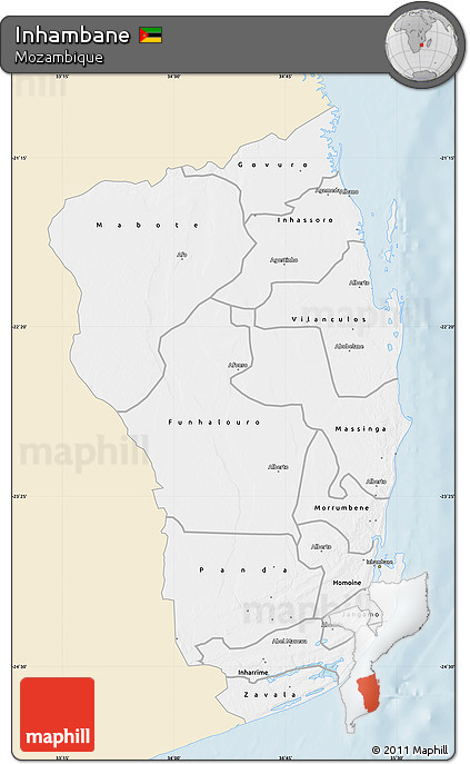 Classic Style Map of Inhambane, single color outside