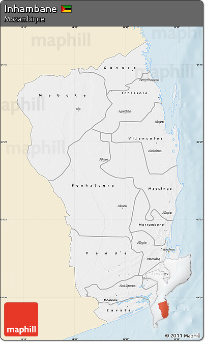 Classic Style Map of Inhambane, single color outside