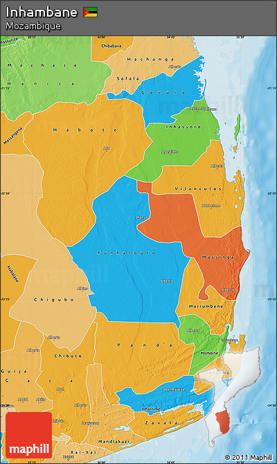 Political Map of Inhambane, political shades outside