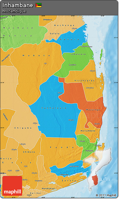 Political Map of Inhambane, political shades outside
