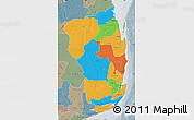 Political Map of Inhambane, semi-desaturated