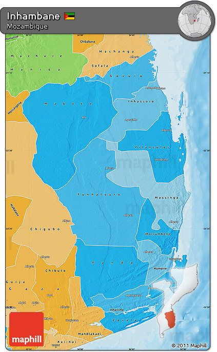 Political Shades Map of Inhambane