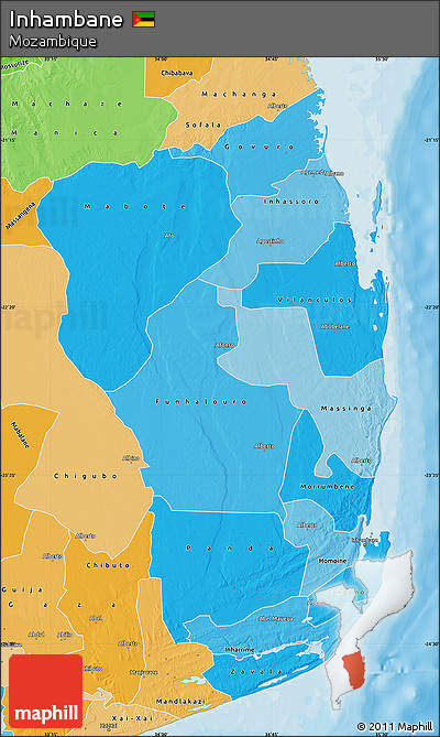 Political Shades Map of Inhambane