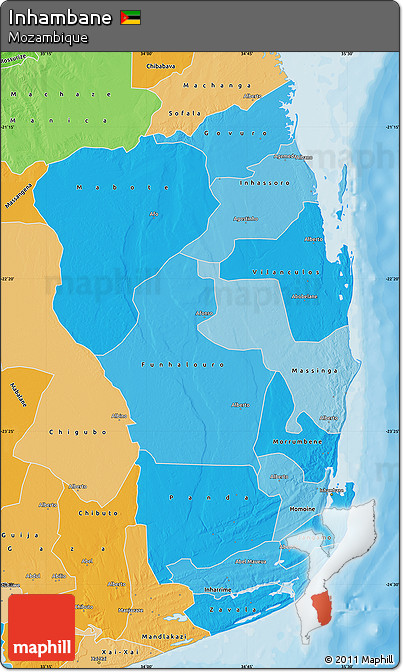Political Shades Map of Inhambane
