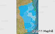 Political Shades Map of Inhambane, satellite outside