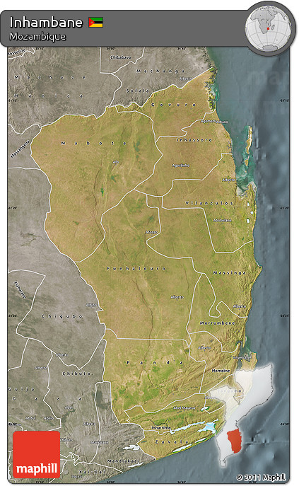 Satellite Map of Inhambane, semi-desaturated
