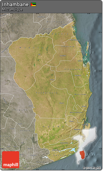 Satellite Map of Inhambane, semi-desaturated