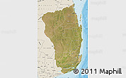 Satellite Map of Inhambane, shaded relief outside