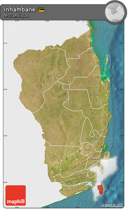 Satellite Map of Inhambane, single color outside
