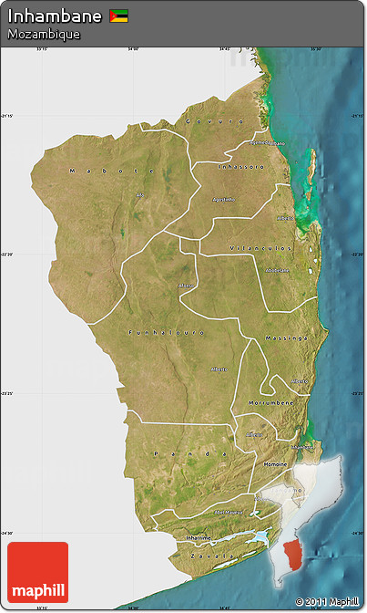 Satellite Map of Inhambane, single color outside