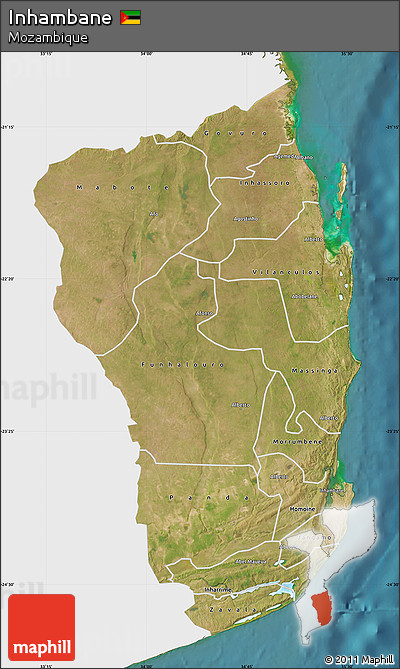 Satellite Map of Inhambane, single color outside