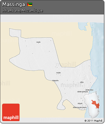 Classic Style 3D Map of Massinga, single color outside
