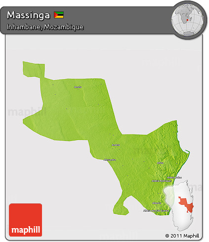 Physical 3D Map of Massinga, cropped outside