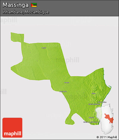 Physical 3D Map of Massinga, cropped outside