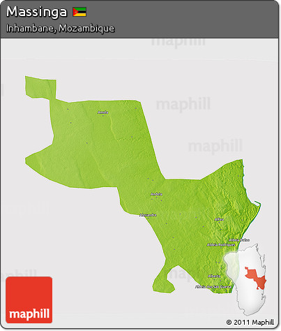 Physical 3D Map of Massinga, cropped outside