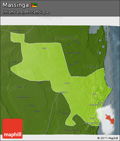 Physical 3D Map of Massinga, darken