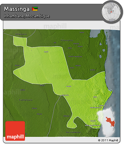 Physical 3D Map of Massinga, darken
