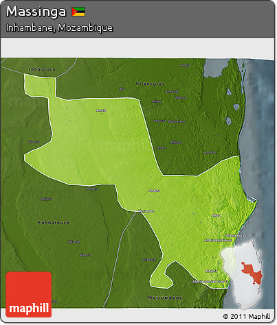 Physical 3D Map of Massinga, darken