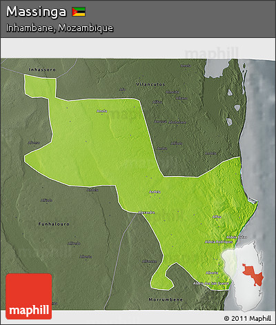 Physical 3D Map of Massinga, darken, semi-desaturated