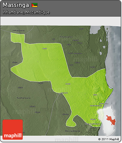 Physical 3D Map of Massinga, darken, semi-desaturated