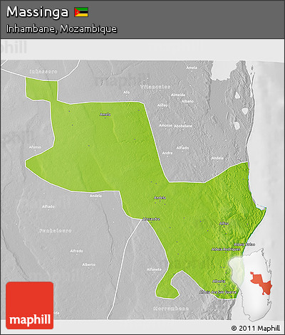 Physical 3D Map of Massinga, lighten, desaturated