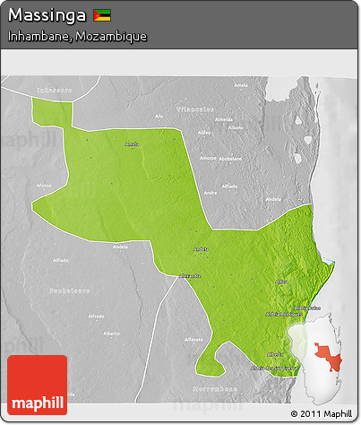 Physical 3D Map of Massinga, lighten, desaturated