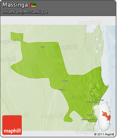Physical 3D Map of Massinga, lighten