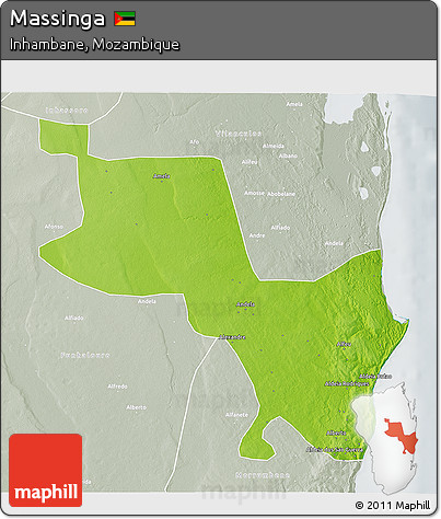 Physical 3D Map of Massinga, lighten, semi-desaturated