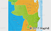 Physical 3D Map of Massinga, political outside