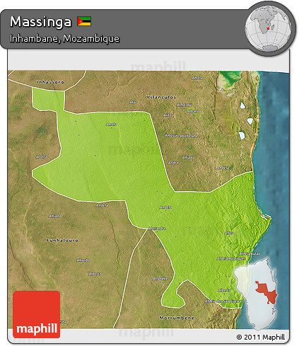 Physical 3D Map of Massinga, satellite outside