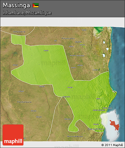 Physical 3D Map of Massinga, satellite outside