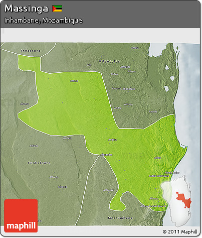 Physical 3D Map of Massinga, semi-desaturated