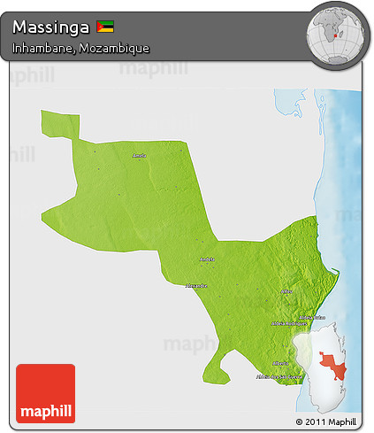 Physical 3D Map of Massinga, single color outside