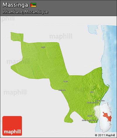 Physical 3D Map of Massinga, single color outside
