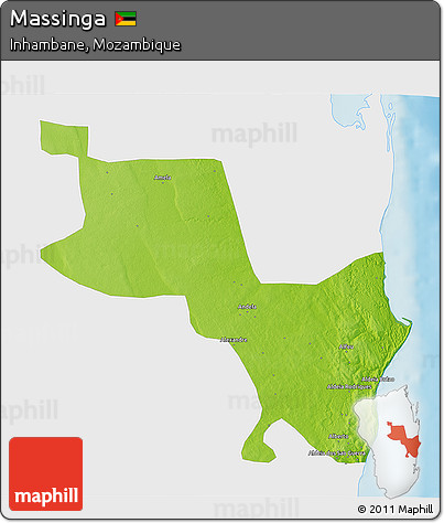 Physical 3D Map of Massinga, single color outside