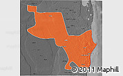Political 3D Map of Massinga, darken, desaturated