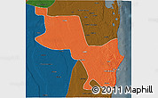 Political 3D Map of Massinga, darken